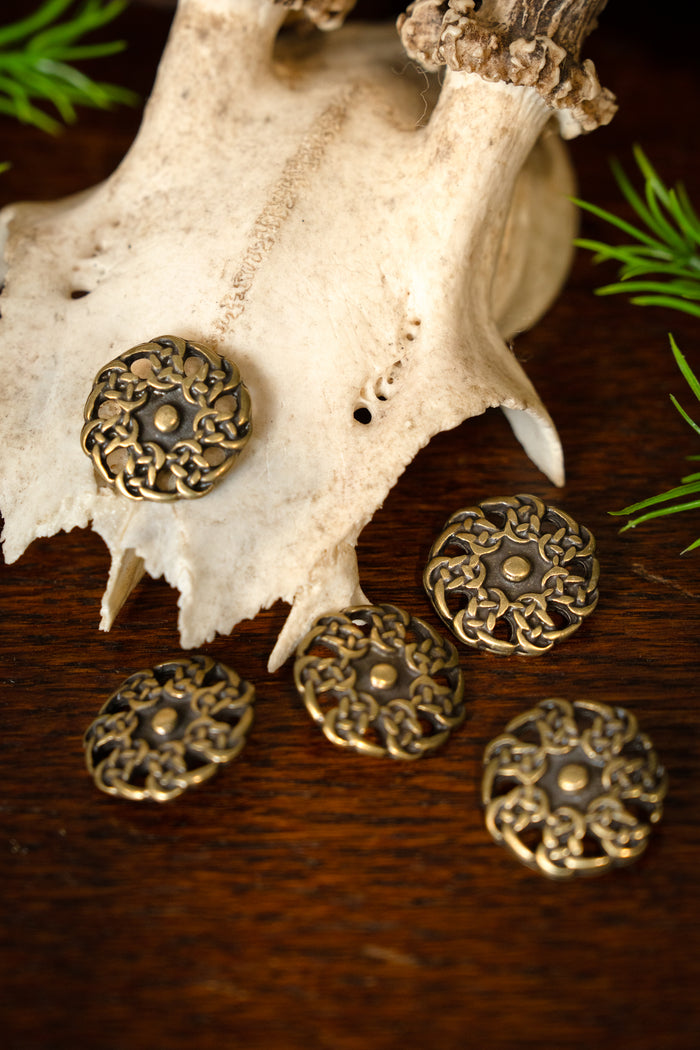 Early medieval Gaelic buttons, set of 5 pieces, brass