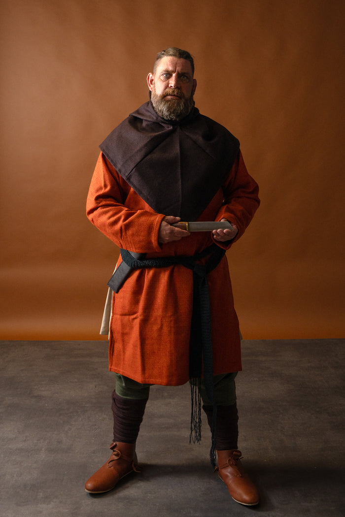 Medieval tunic diamond twill tunic, 100% wool, orange-red