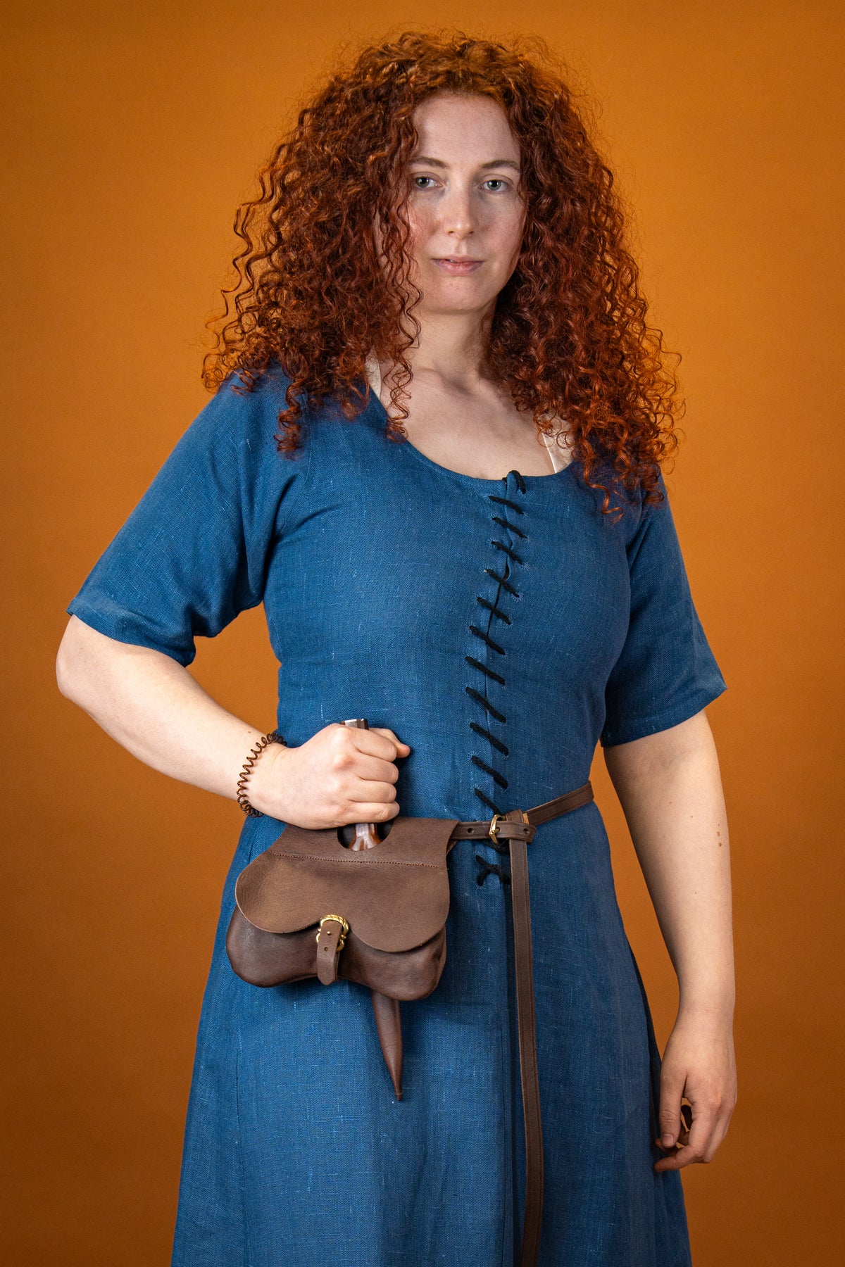 15th century cotehardie, linen, blue