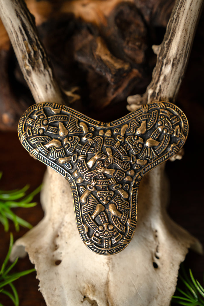 Viking trefoil fibula Kaupang, bronze