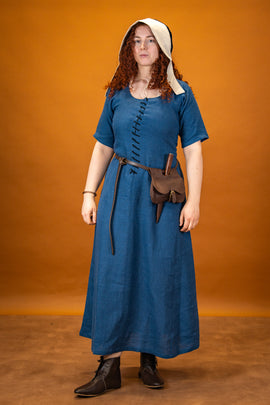 15th century cotehardie, linen, blue