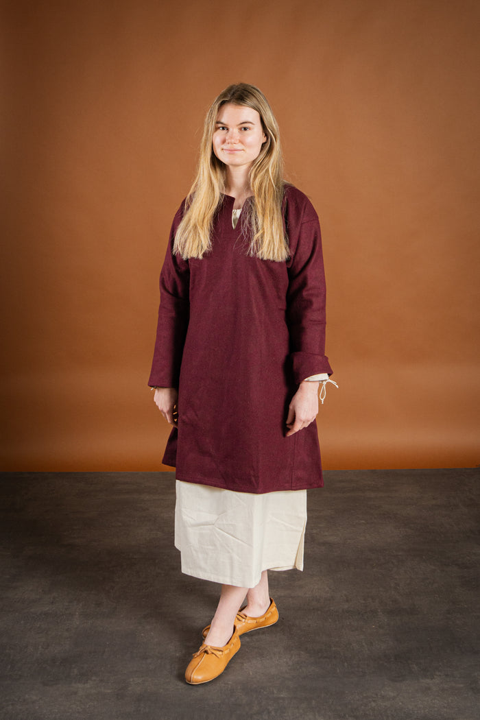 Medieval tunic Svein, wool, bordeaux red