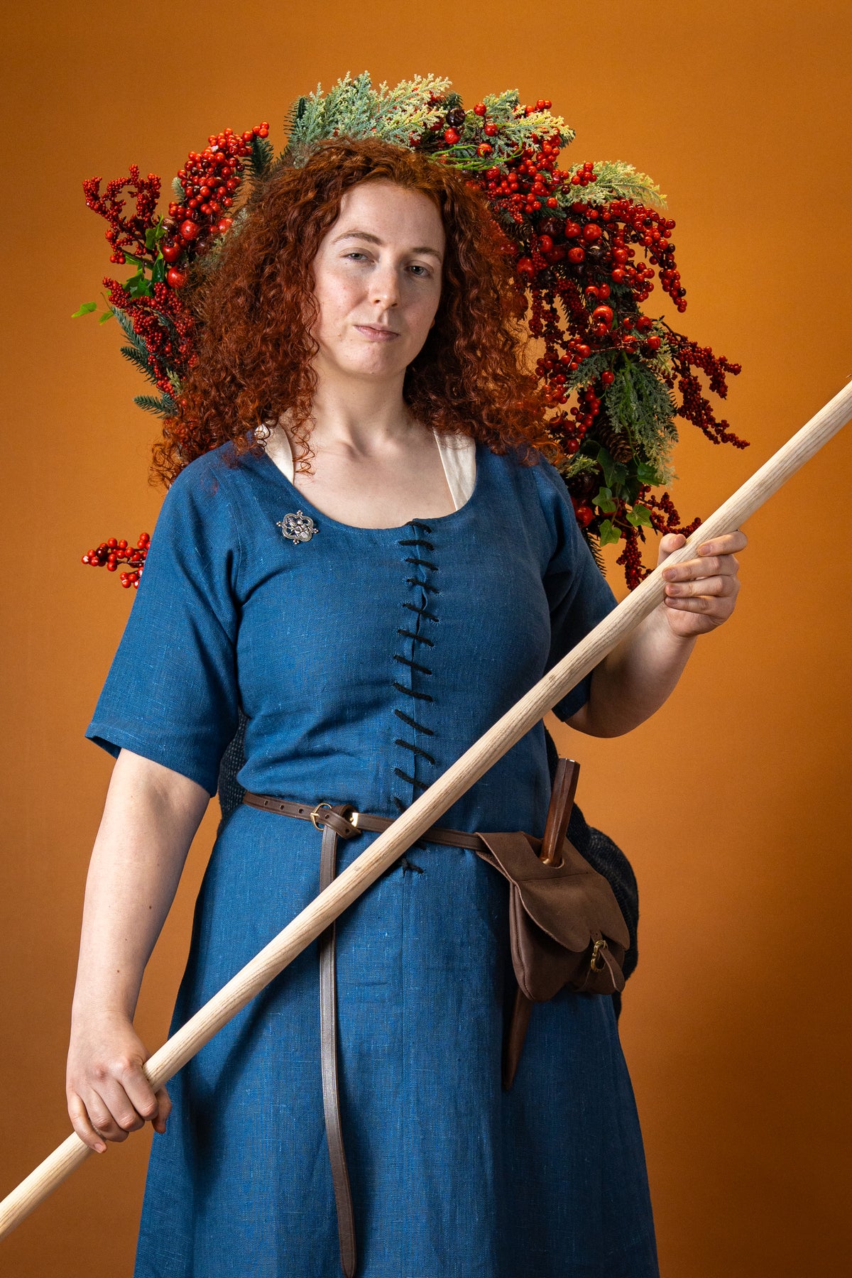 15th century cotehardie, linen, blue