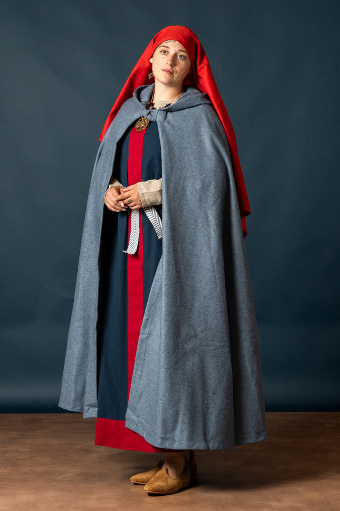 Medieval cloak Mila, wool blend, blue