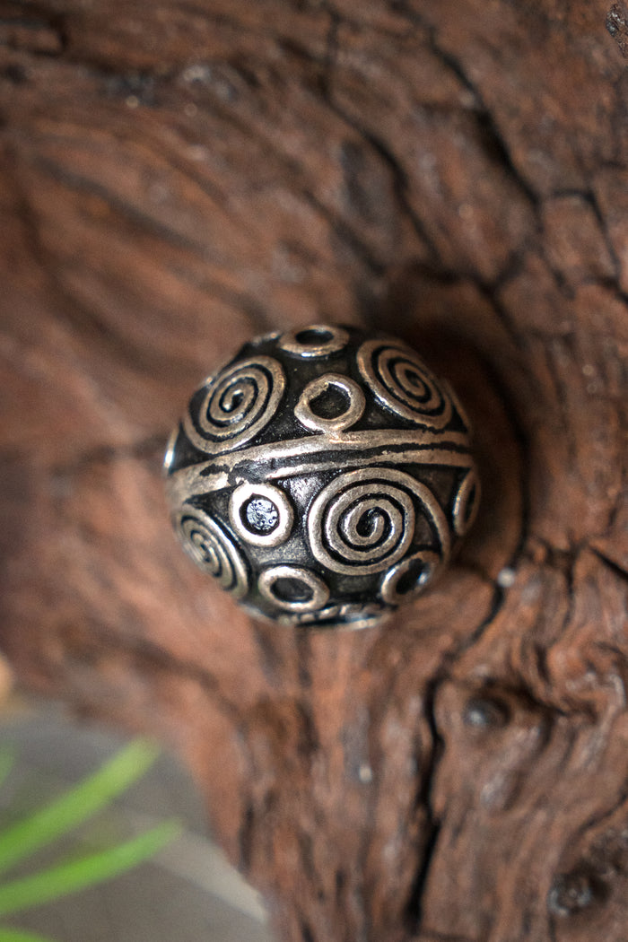 Viking beard bead Birka, silvered bronze