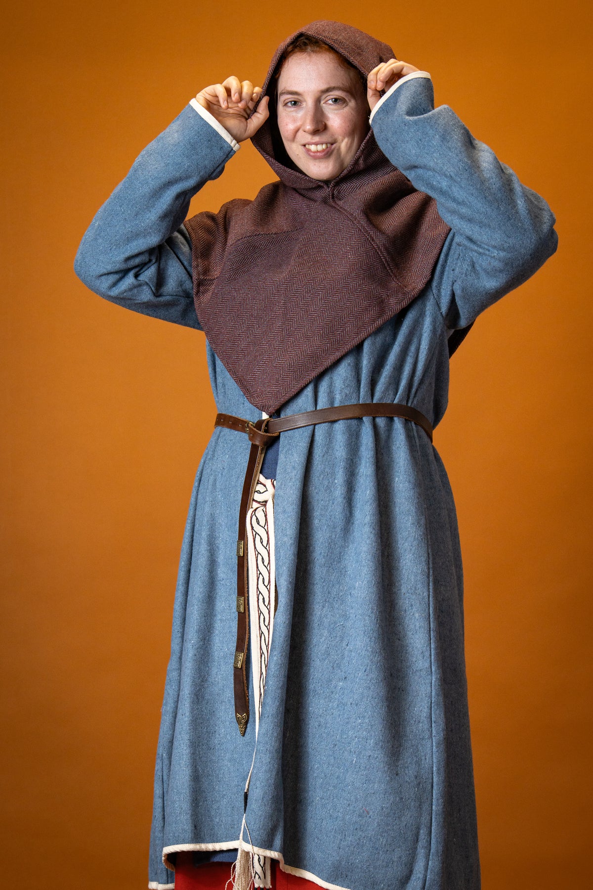 Viking kaftan Skadi, blue, wool blend