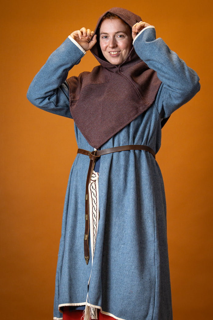 Viking kaftan Skadi, blue, wool blend