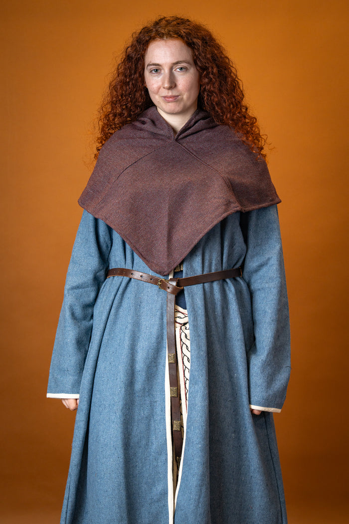 Chaperon herringbone pattern Knud, wool blend, burgundy