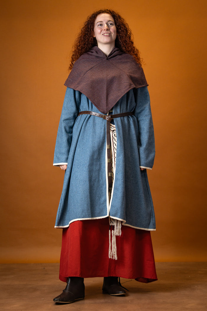 Viking kaftan Skadi, blue, wool blend