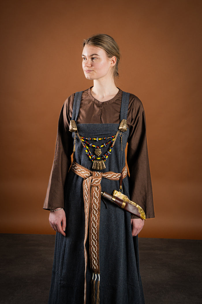 Viking apron dress Frida herringbone, dark grey