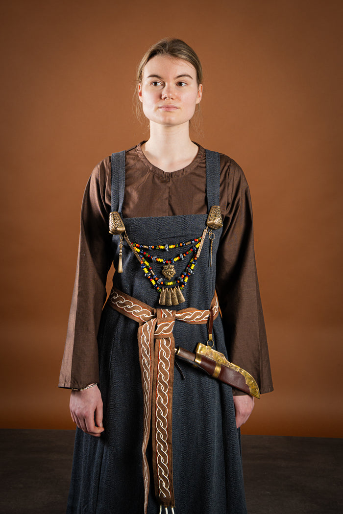 Viking apron dress Frida herringbone, dark grey