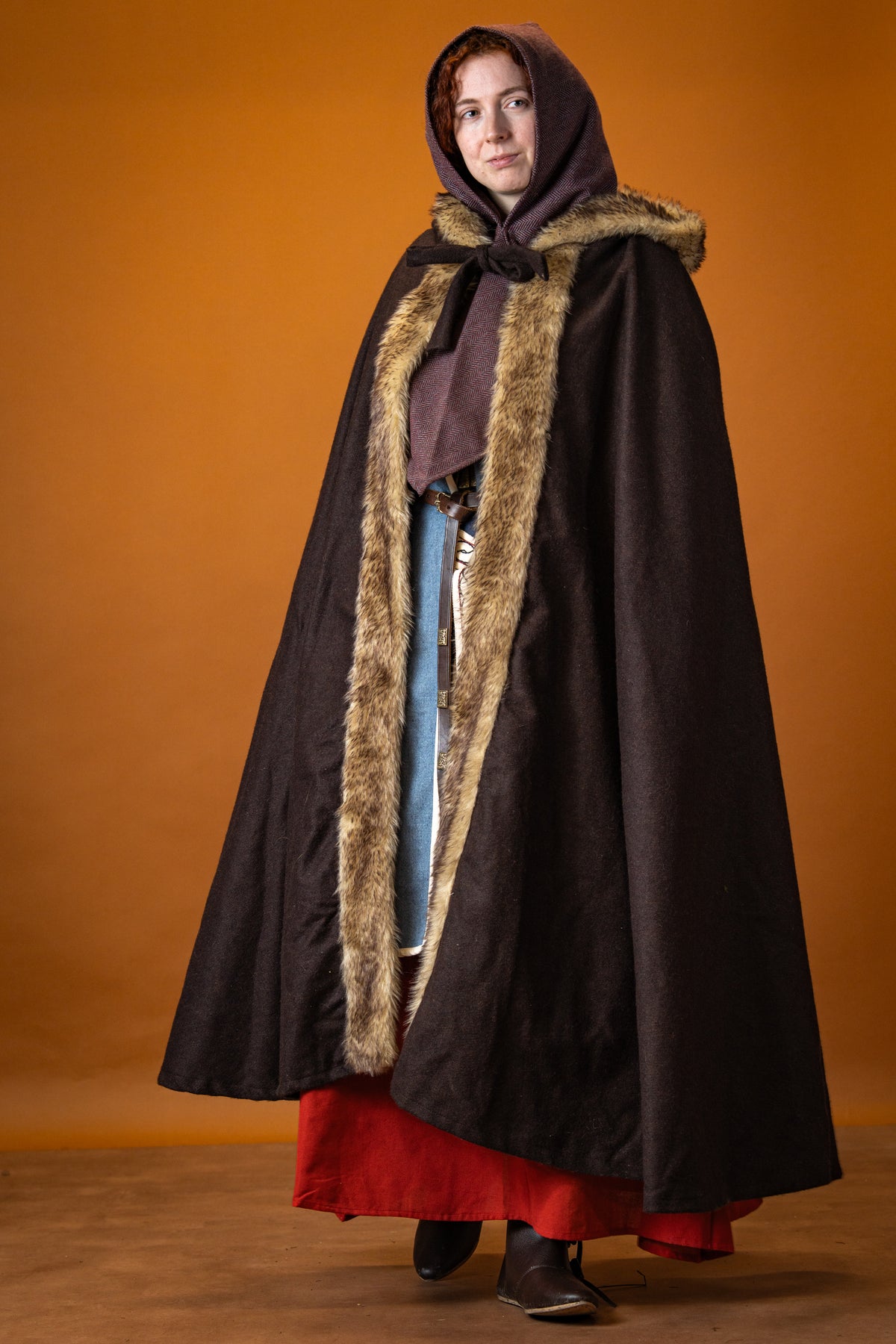 Viking cloak Fjell, brown, wool mix