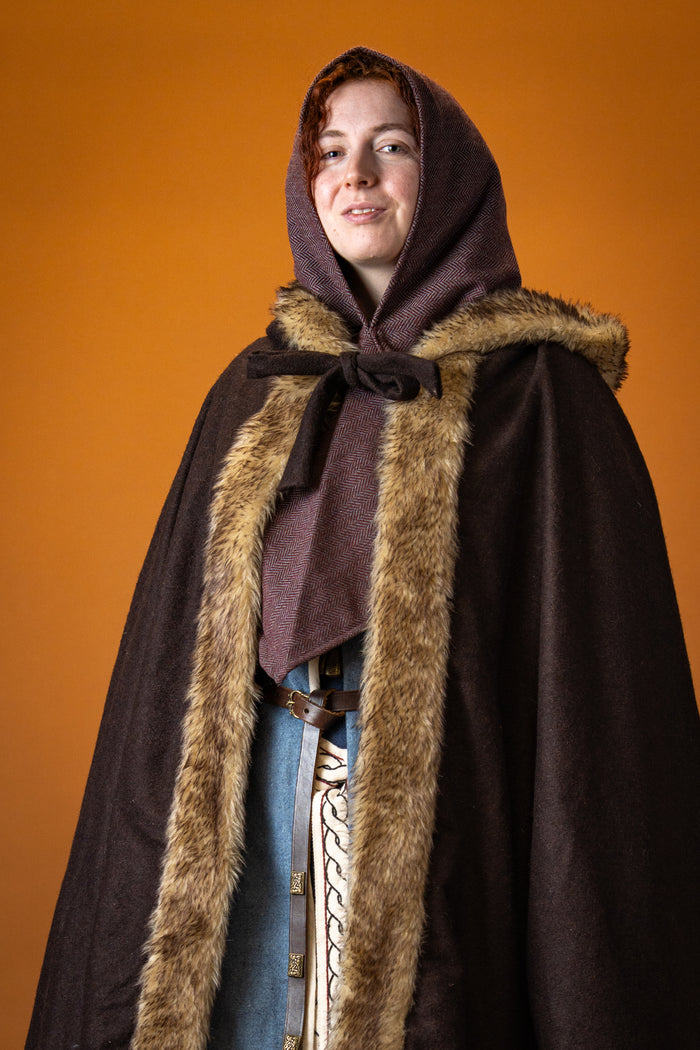 Viking cloak Fjell, brown, wool mix