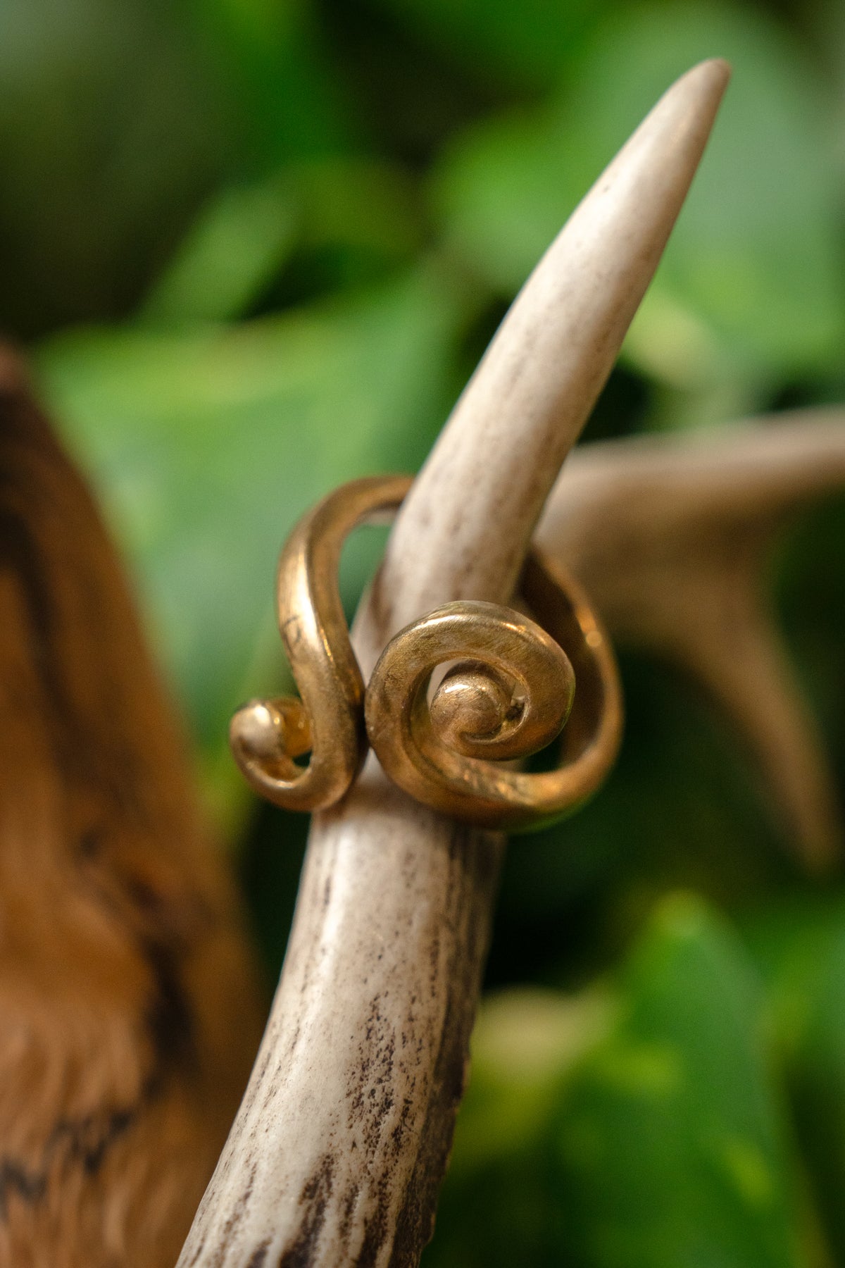 Celtic ring with stylised spiral motif, bronze