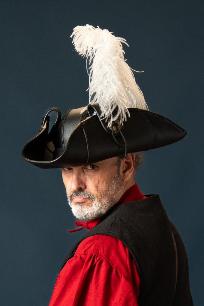 Flint tricorn, leather, black
