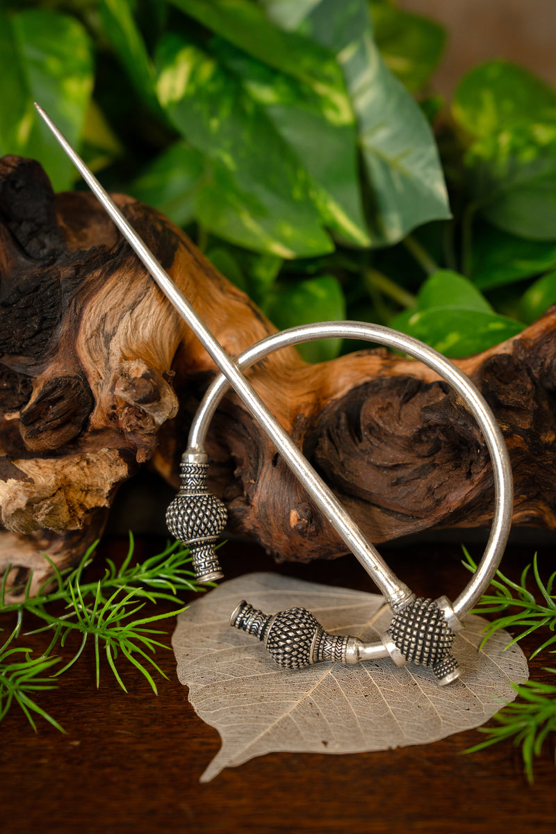 Viking distelfibula groot, verzilverd brons