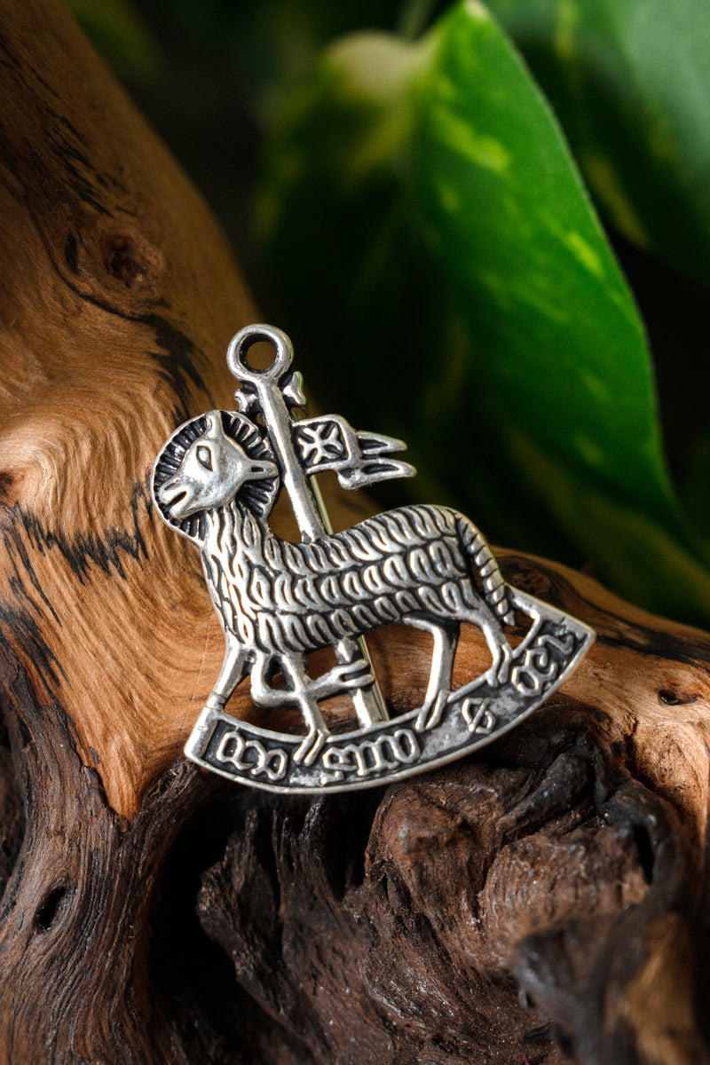 Pilgerabzeichen Agnus Dei, versilberte Bronze