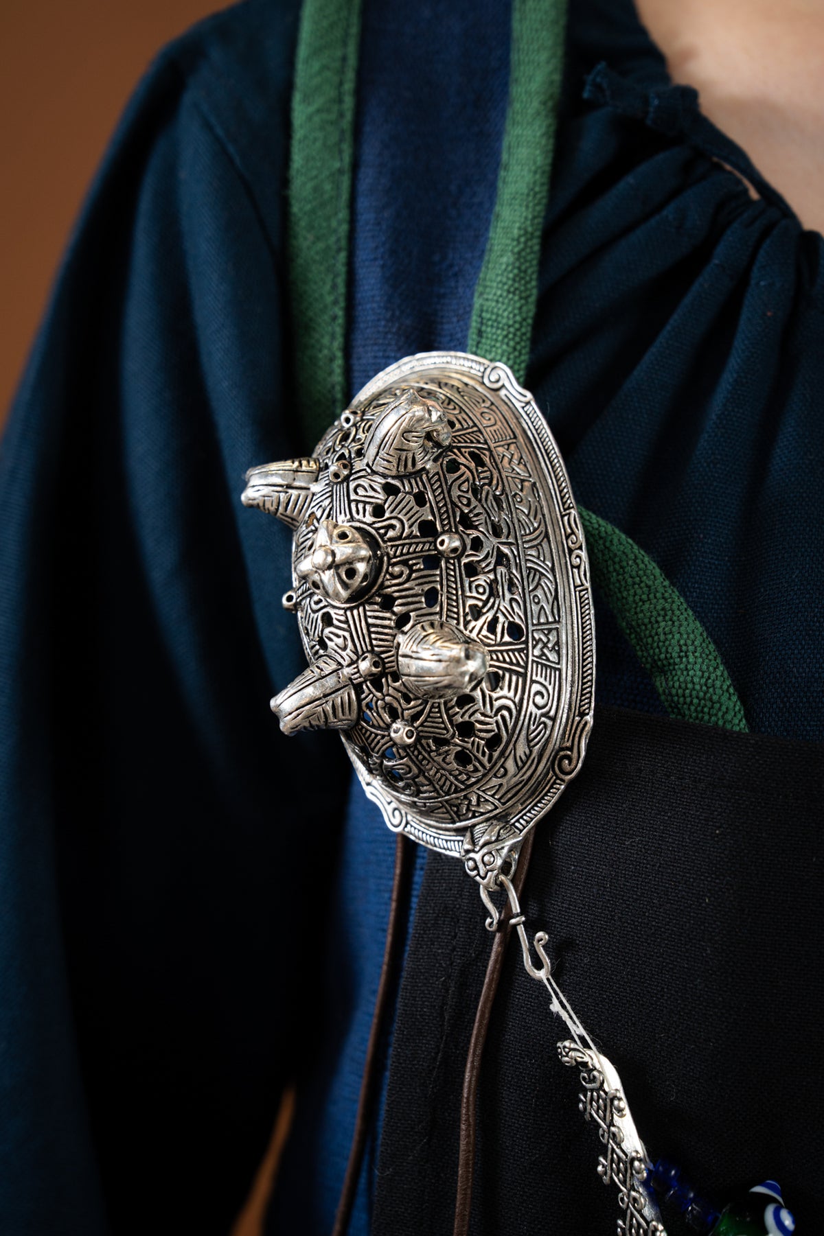 Viking turtle brooch Birka, silver-plated, price per piece