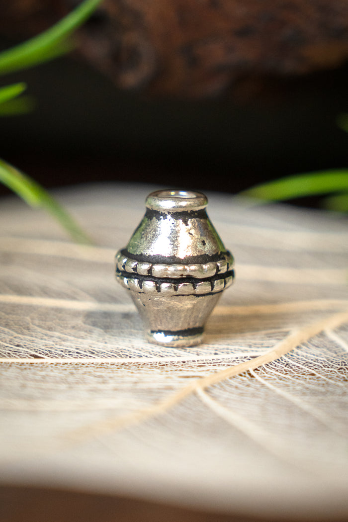 Viking beard bead Ingmar, silvered bronze
