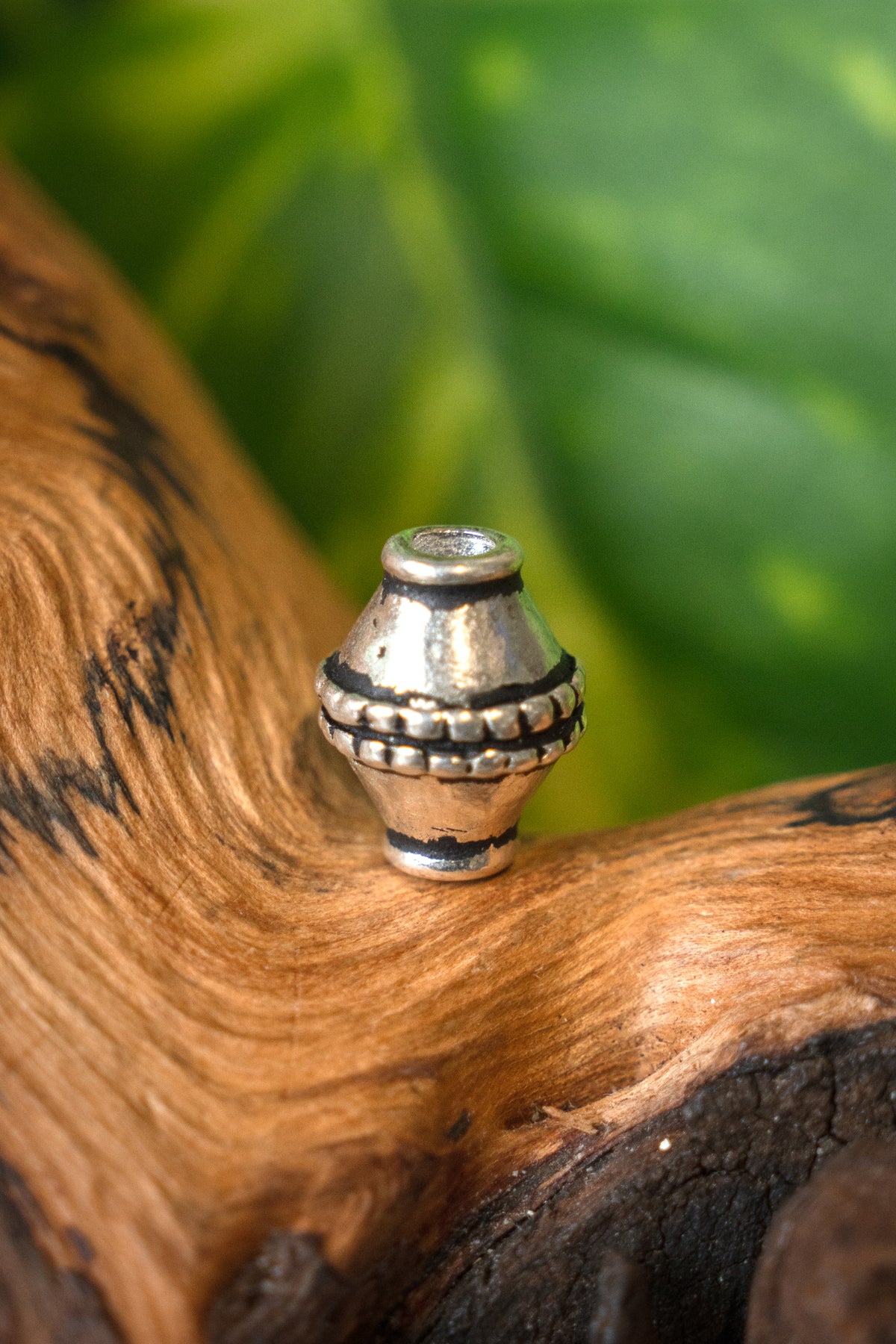 Viking beard bead Ingmar, silvered bronze