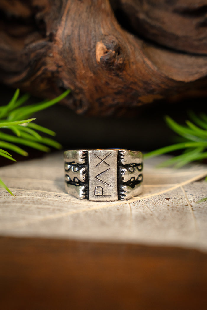Medieval ring Peace, silvered bronze