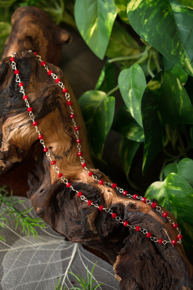 Romersk halskæde med røde sten, sterling sølv