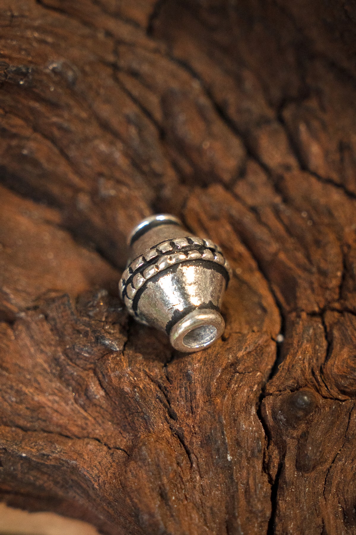 Viking beard bead Ingmar, silvered bronze