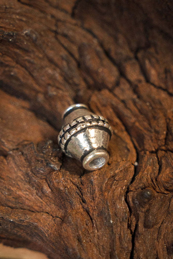 Viking beard bead Ingmar, silvered bronze