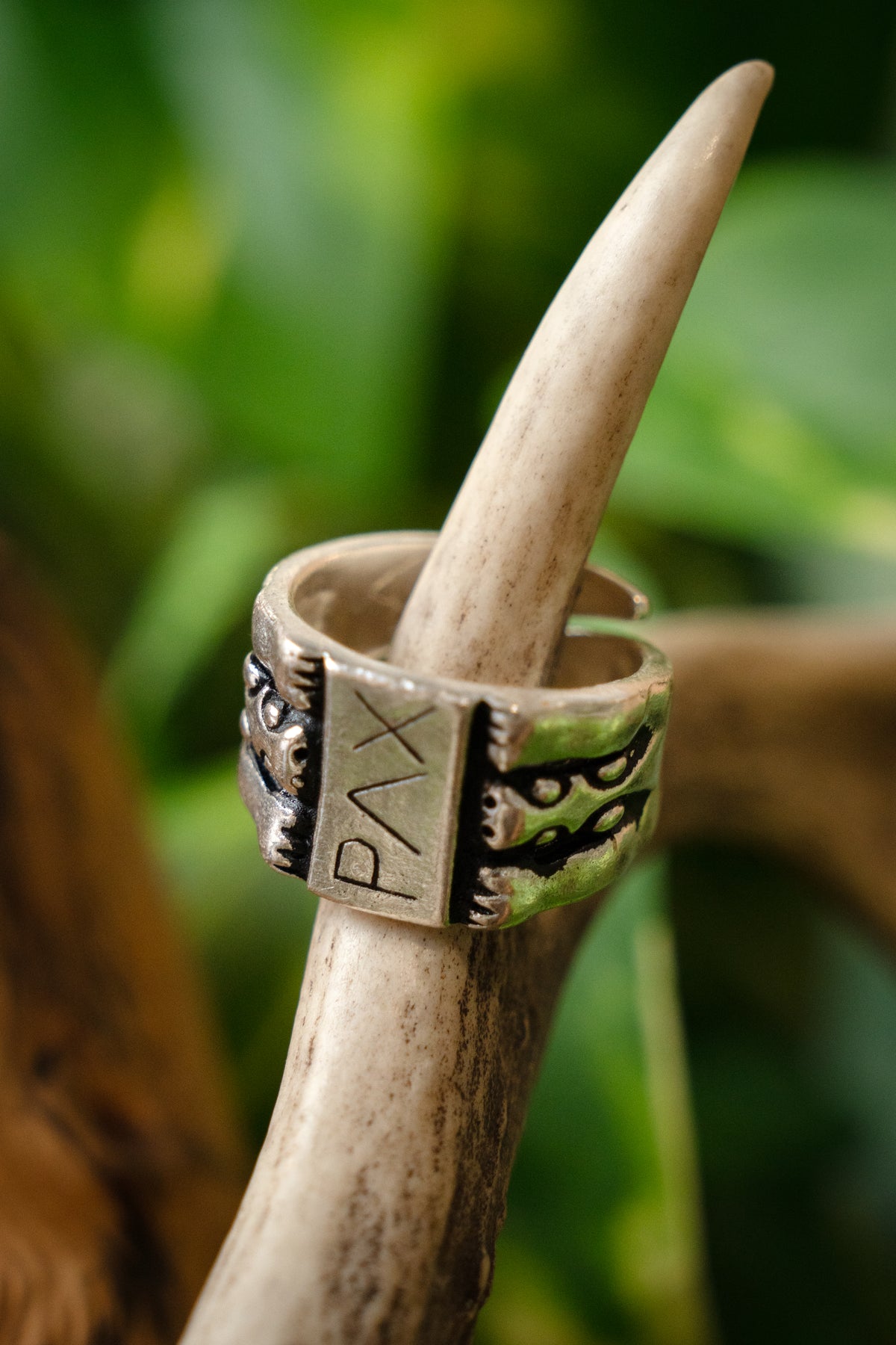 Medieval ring Peace, silvered bronze