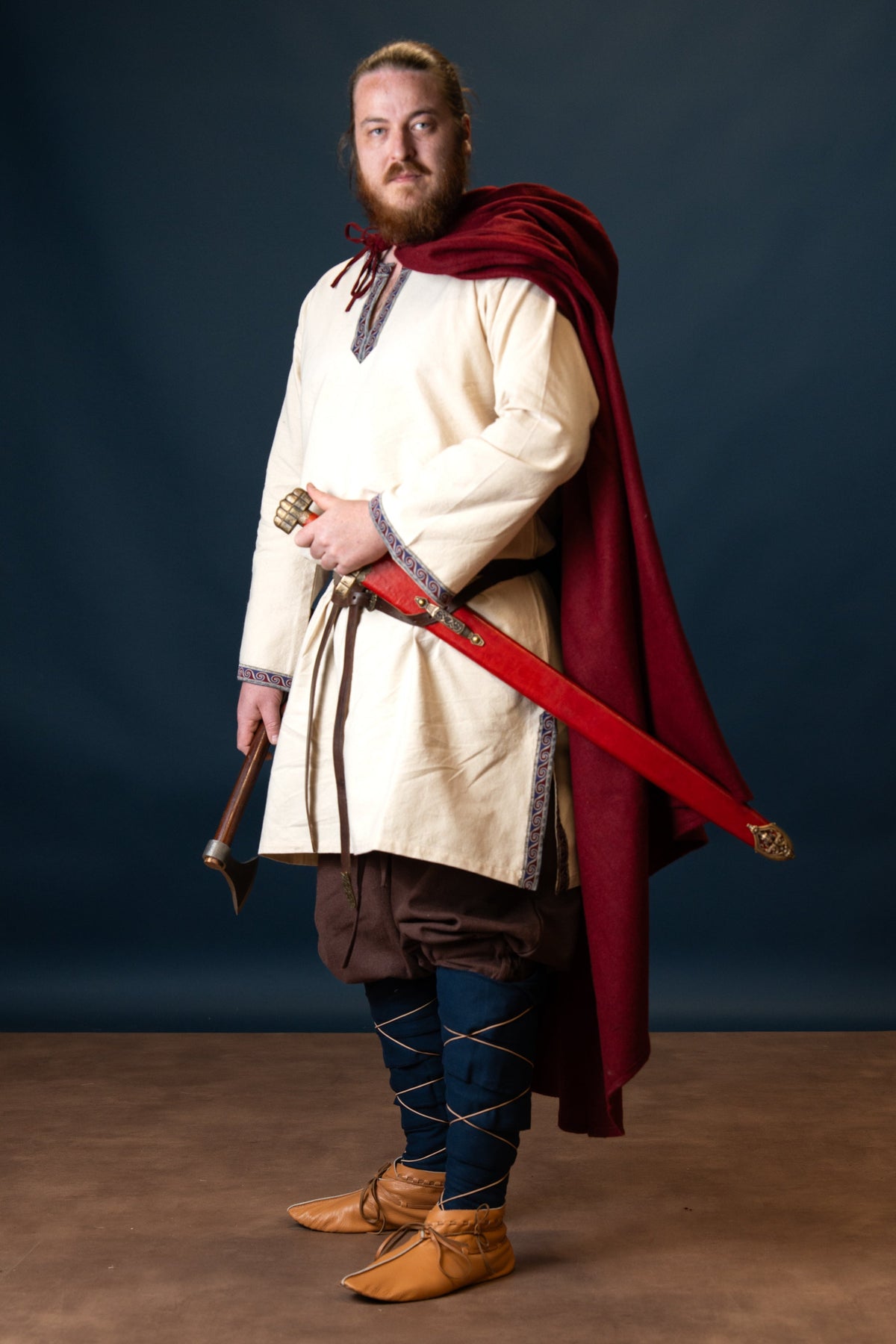 Hooded Wool Cape, dark red