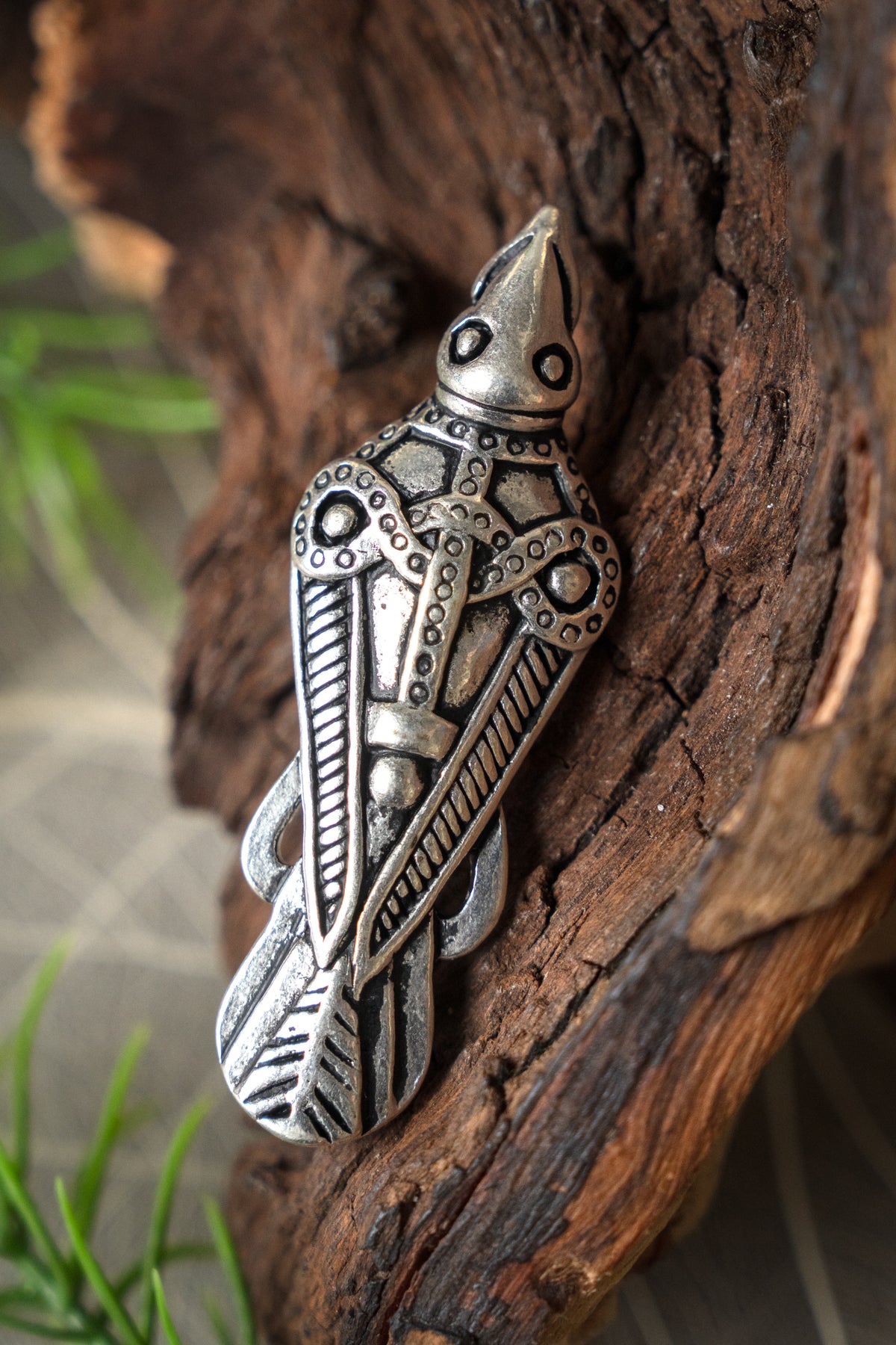Bird fibula Uppåkra, silvered bronze