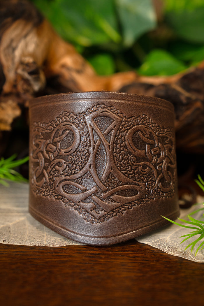Leather Viking bracelets, brown