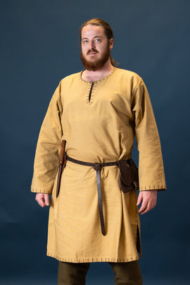 Germanic Thorsberg tunic with authentic hem, honey brown