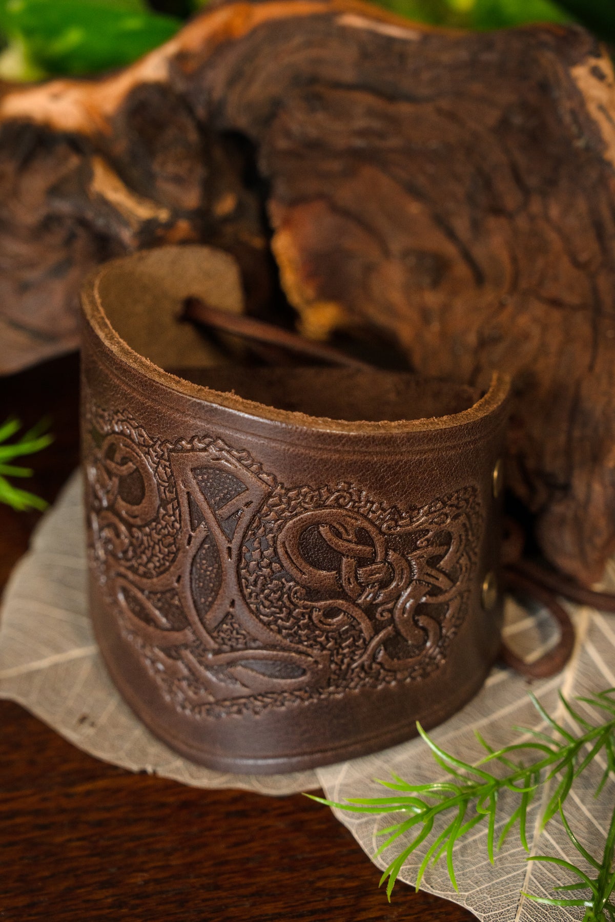 Leather Viking bracelets, brown