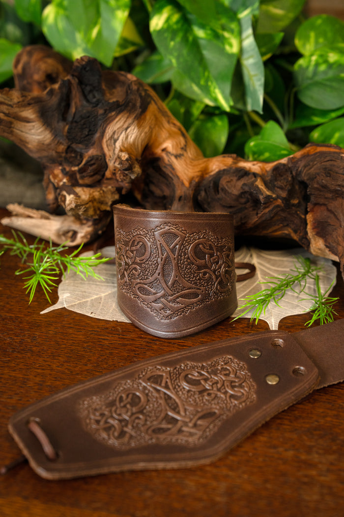 Leather Viking bracelets, brown