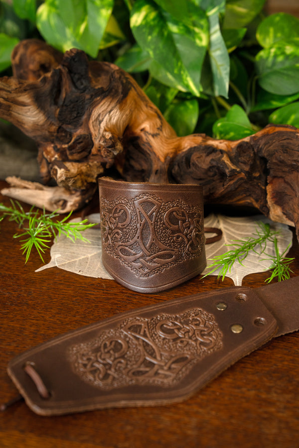 Leather Viking bracelets, brown