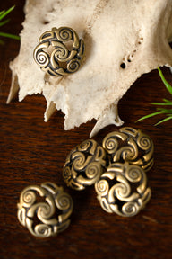 Celtic spiral buttons, set of 5 pieces, brass