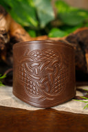 Leather bracelet with Celtic motif, small, brown