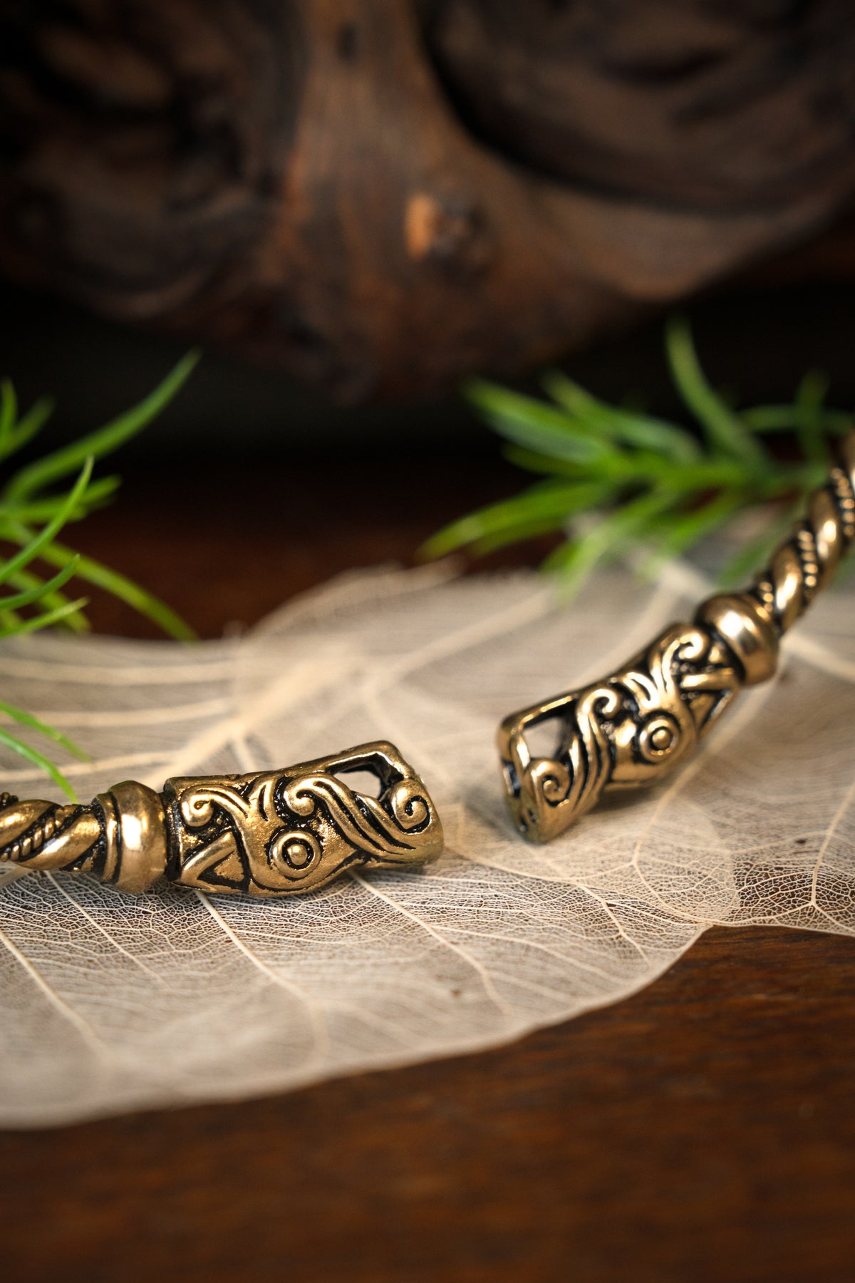 Viking torque with dragon heads, bronze