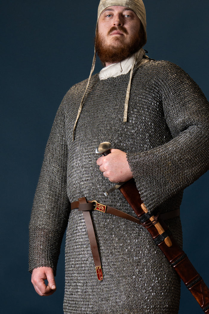 Enamelled medieval belt, 165 cm, brown