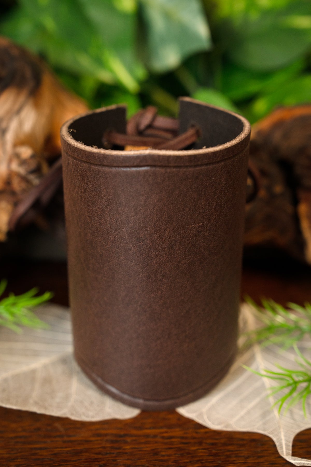 Leather bracer, underarm guard, brown, S