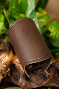 Leather wristband, brown, short, M