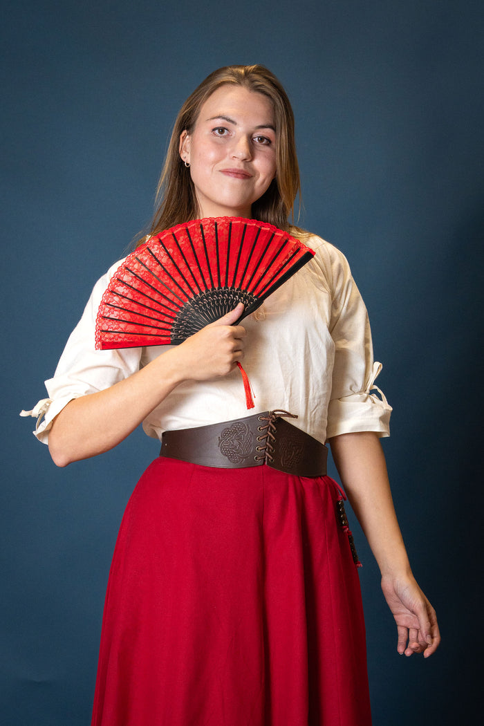 Red hand fan