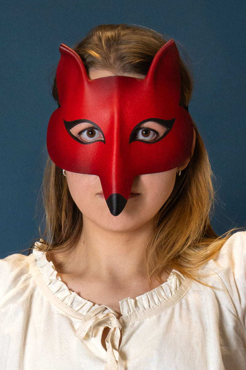 Maschera veneziana Volpe, rosso-arancio