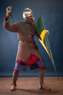 Hauberk with split, mixed, flat rings, round rivets 9 mm