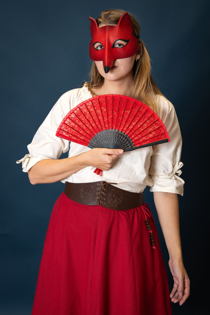 Red hand fan