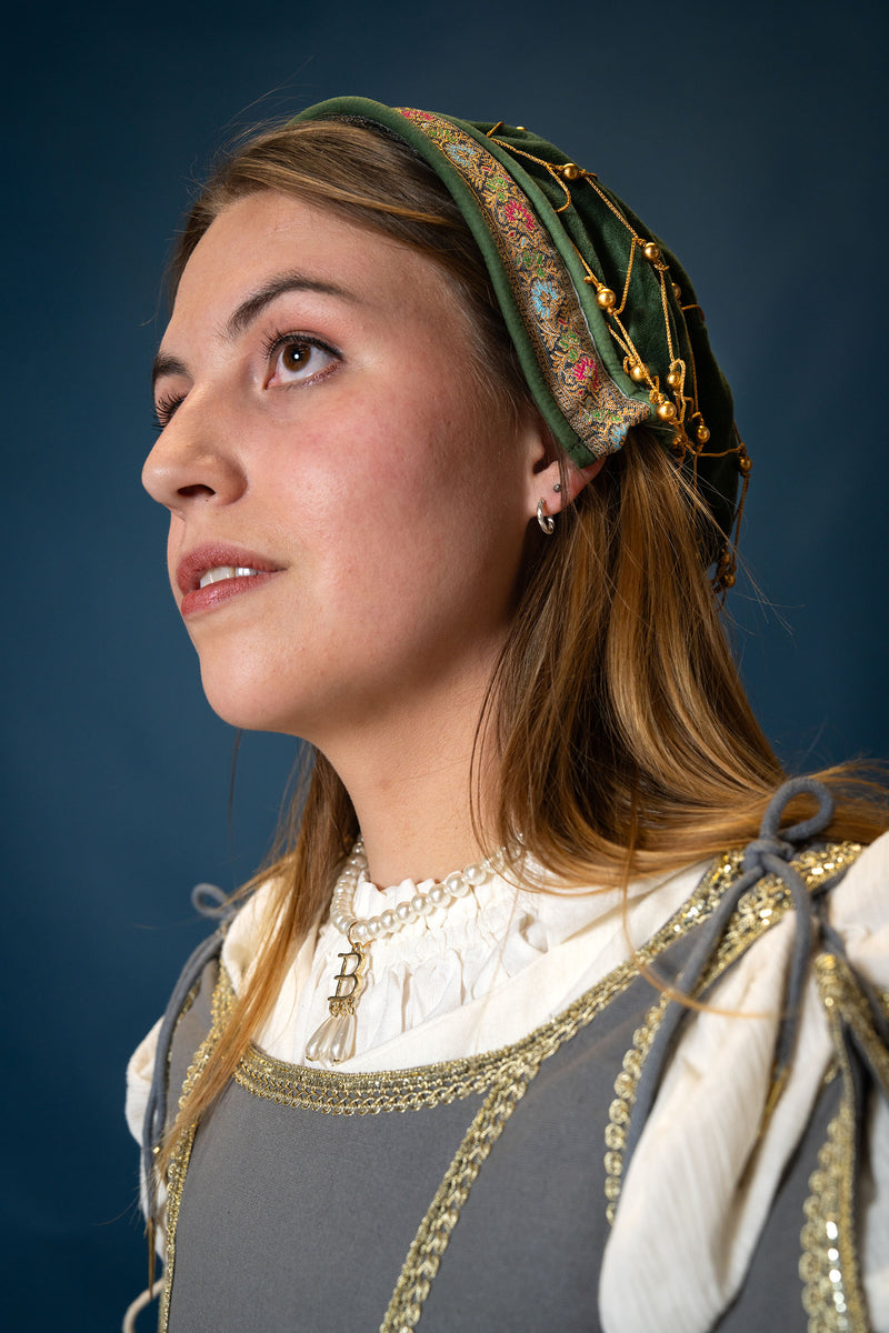 Hårnet (caul) Katharina, fløjl, grøn