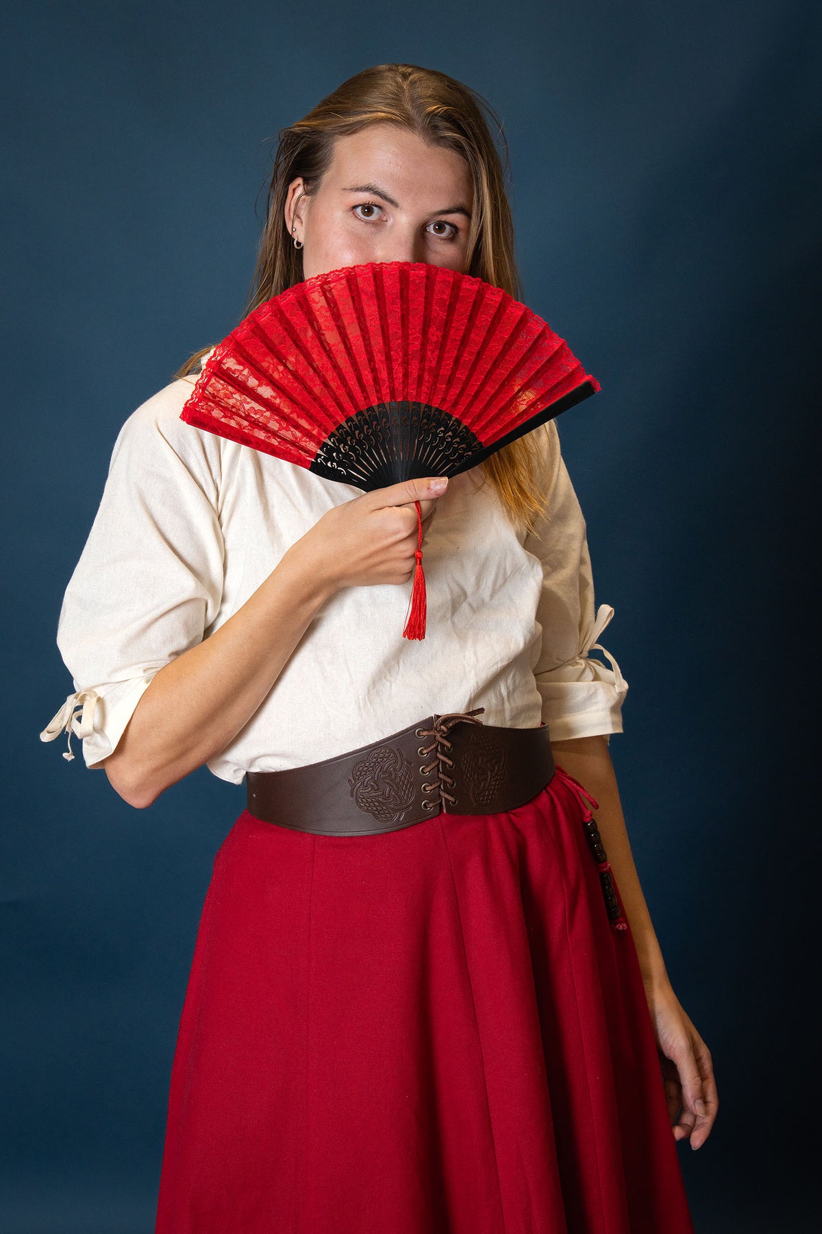 Red hand fan