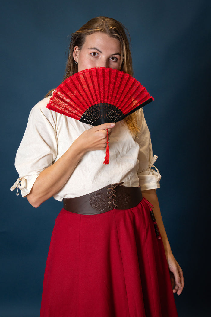Red hand fan