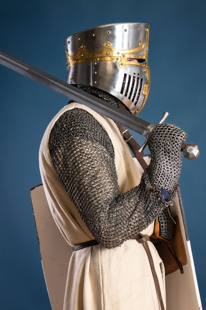 Medieval bucket helmet Westminster Psalter, 1-1.2 mm